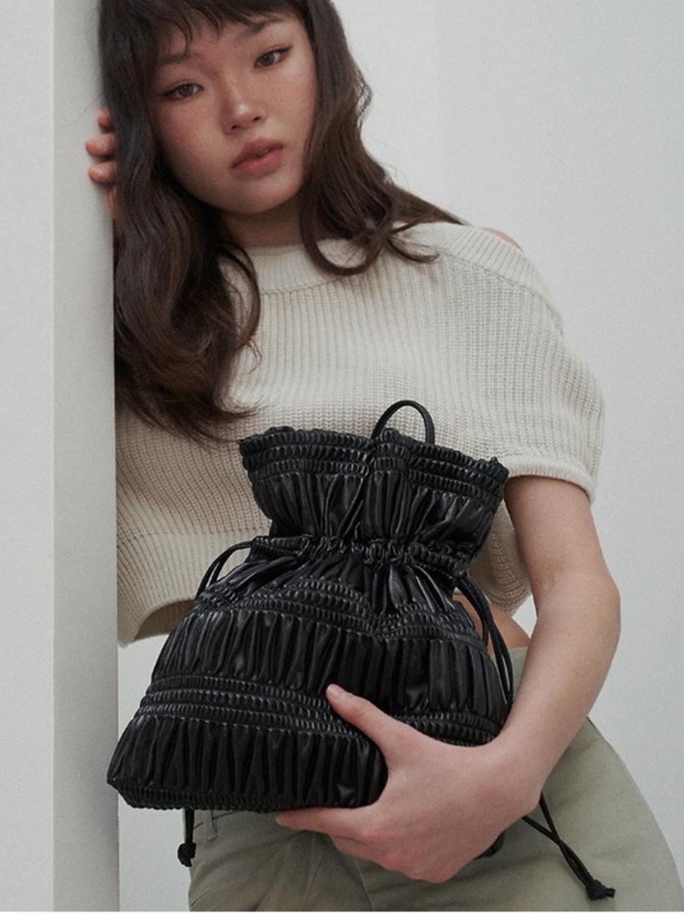 New! Miu Miu-like Korean popular brand Kwami- luxurious Black shoulder bag